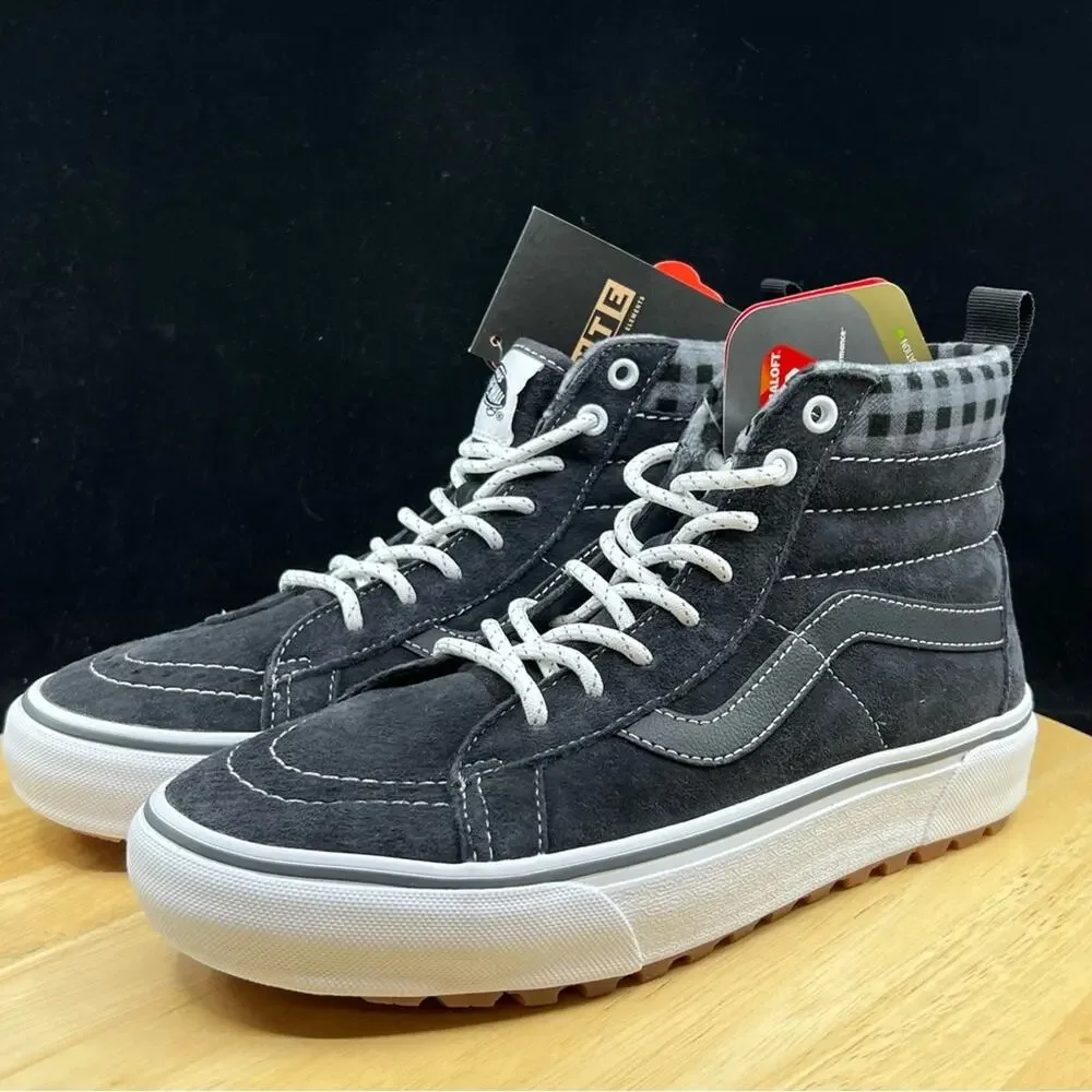 Vans Sneakers Mens 7 Gray Sk8-Hi MTE-1 Plaid Ultra Cush Water Repellent Suede